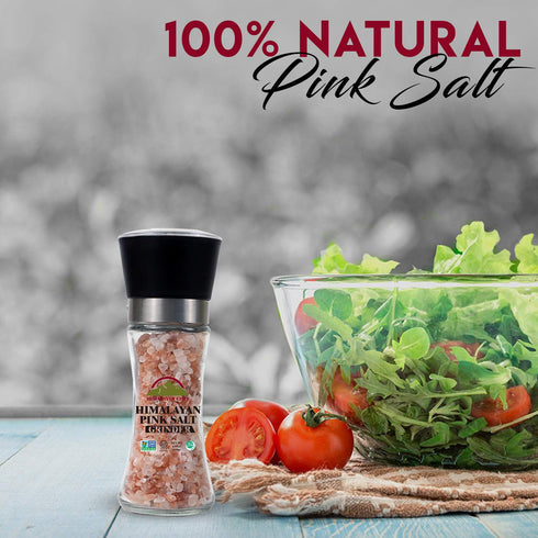 Pink Salt Coarse Grain Medium Glass Grinder - 6.35 oz | HIMALAYAN CHEF